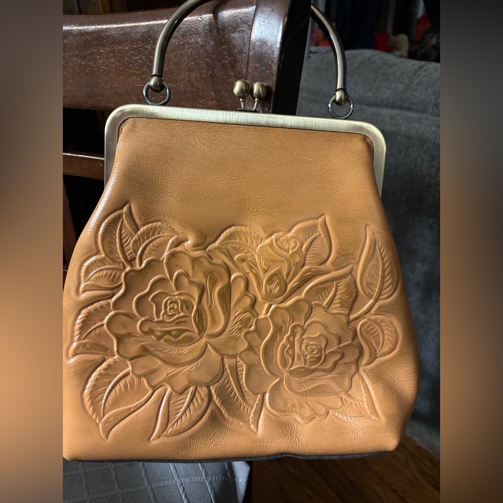 Patricia Nash Tan Floral Embossed Shoulder Bag
